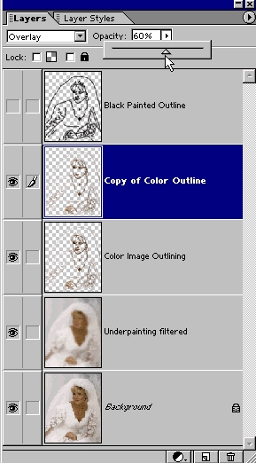 Underpainting filtered Layers palette