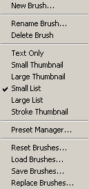 pop-up palette menu