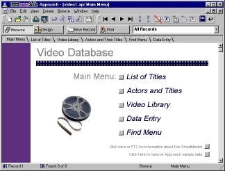 A menu-driven database application. Click to see a larger image.